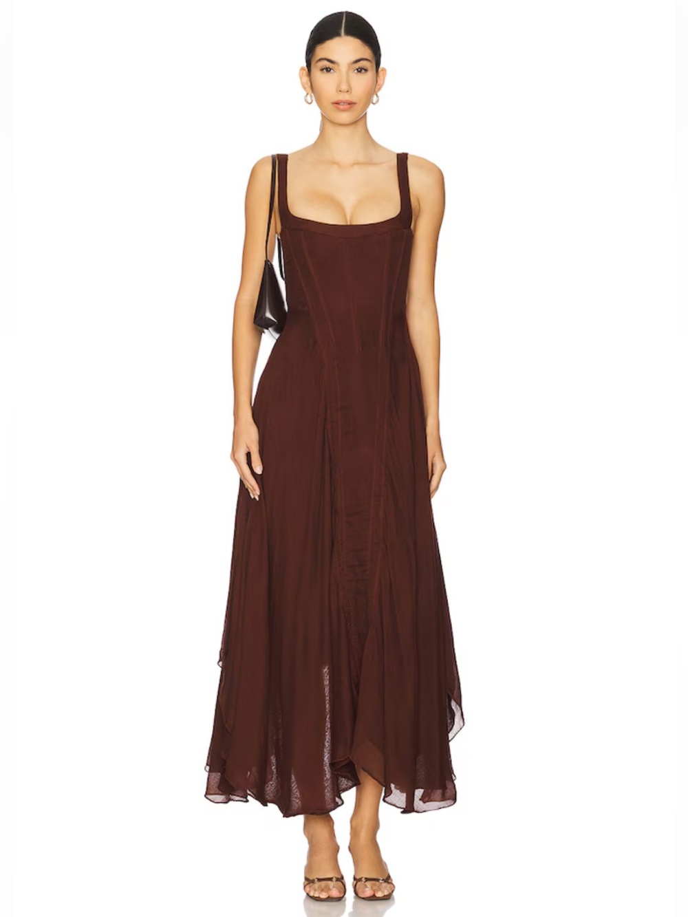 Understated Leather Honey Moon Dress in Chocolate New XS